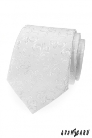 Bílá kravata s lesklým vzorem