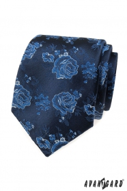 Modrá kravata s růžemi