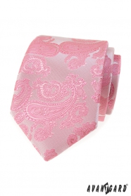 Růžová pánská kravata s Paisley vzorem