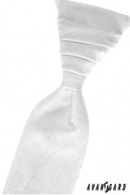 Bílá svatební kravata regata s kapesníčkem lesklá nit