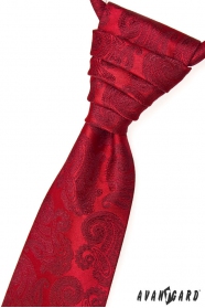 Červená svatební kravata s paisley motivy