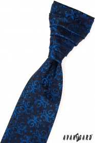 Modrá vzorovaná svatební kravata