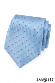 Středně modrá kravata modré a růžové čtverečky