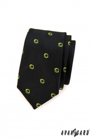 Úzká kravata SLIM černá se vzorem