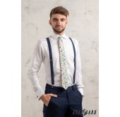 Smetanová kravata s vánočním vzorem - šířka 7 cm