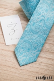 Tyrkysová slim kravata s paisley vzorem - šířka 6 cm