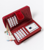 Červená dámská kožená peněženka Lorenti - 9,5 x 17 x 3,5