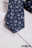 Modrá kravata s podkovami - šířka 7 cm
