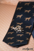 Modrá pánská kravata s motivem psa