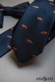 Kravata s oranžovou liškou - šířka 7 cm