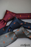 Šedá kravata oranžová liška - šířka 7 cm