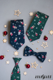 Zelená kravata 44 cm s vánočním motivem - délka 44 cm