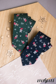 Zelená vánoční kravata s buldočkem - šířka 7 cm