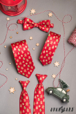 Červená kravata s vánočními perníčky - šířka 7 cm