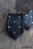 Modrá kravata Hnědý pes - šířka 7 cm