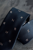 Modrá kravata Hnědý pes - šířka 7 cm