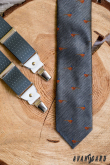 Šedá kravata vzor Bažant - šířka 7 cm