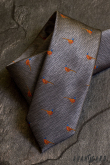 Šedá kravata vzor Bažant - šířka 7 cm