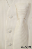 Francouzská kravata smetanové barvy s pruhovanou strukturou a kapesníčkem - uni