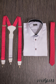 Červená slim kravata s bílými puntíky - šířka 5 cm