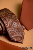 Úzká kravata s hnědým paisley vzorem - šířka 6 cm