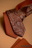 Úzká kravata s hnědým paisley vzorem - šířka 6 cm