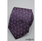 Tmavěfialová kravata jemné květy - šířka 7 cm