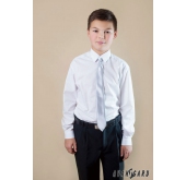Chlapecká kravata stříbrná lesk 44cm - délka 44 cm