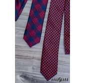 Modro-červená károvaná slim kravata - šířka 5 cm