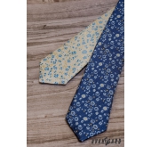 Úzká kravata s modro-žlutým vzorem - šířka 5 cm