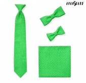 Chlapecká kravata zelená s bílými puntíky