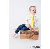 Chlapecká kravata žlutá hladká - délka 31 cm