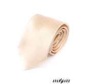 Lesklá kravata smetanové barvy - šířka 7 cm