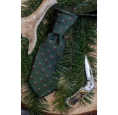 Zelená kravata s motivem jelen - šířka 7 cm