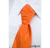 Výrazná oranžová svatební kravata s kapesníčkem - uni