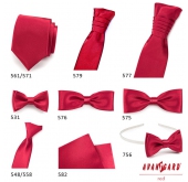 Červená francouzská kravata pro chlapce + kapesníček - uni