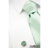 Jemně zelená svatební kravata s kapesníčkem - uni