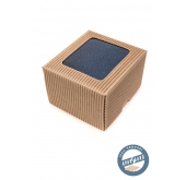 Modrá hedvábná kravata s proužkem v dárkové krabičce - šířka 7 cm