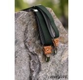 Zelené elastické šle s koženými doplňky - šíře 35 mm