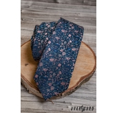 Elegantní modrá kravata s květinovým vzorem