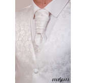 Smetanová svatební vesta a francouzská kravata s jemným vzorem - 66